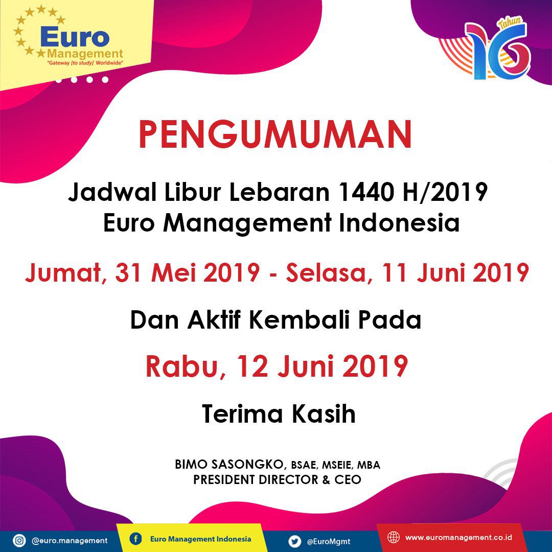 Pengumuman Libur Lebaran 1440 H
